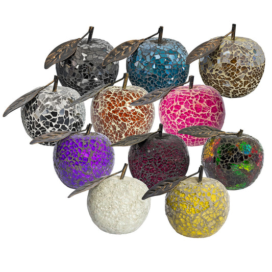 Mosaic Glass Apples With Leaf - Various Colours