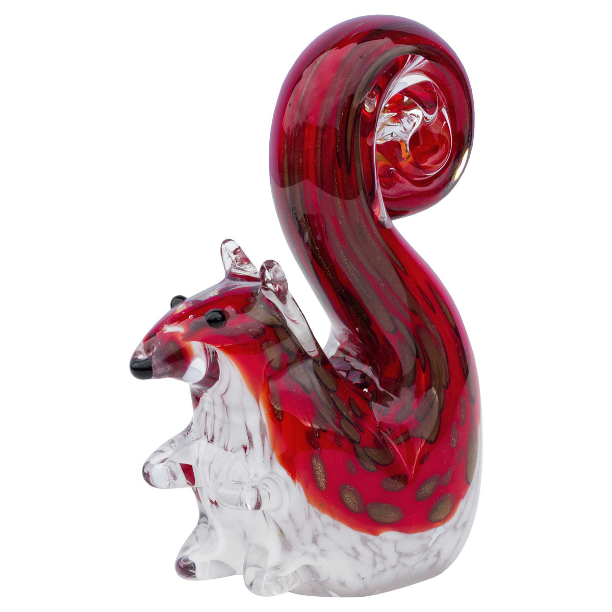 Handmade Glass Red Squirrel Ornament – Decorative Glass Animal Figurine