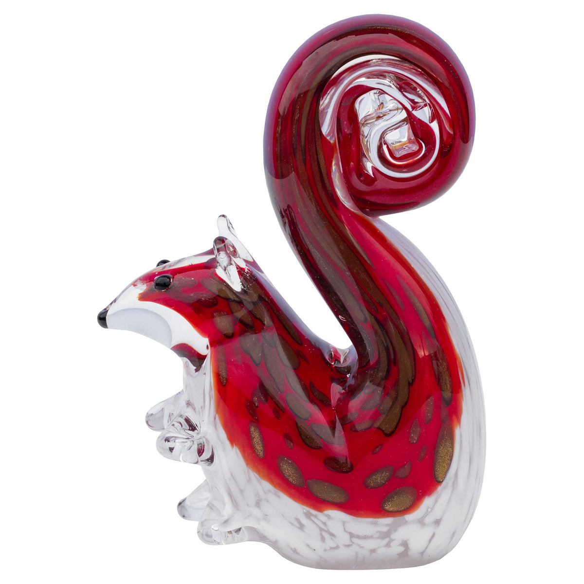Handmade Glass Red Squirrel Ornament – Decorative Glass Animal Figurine