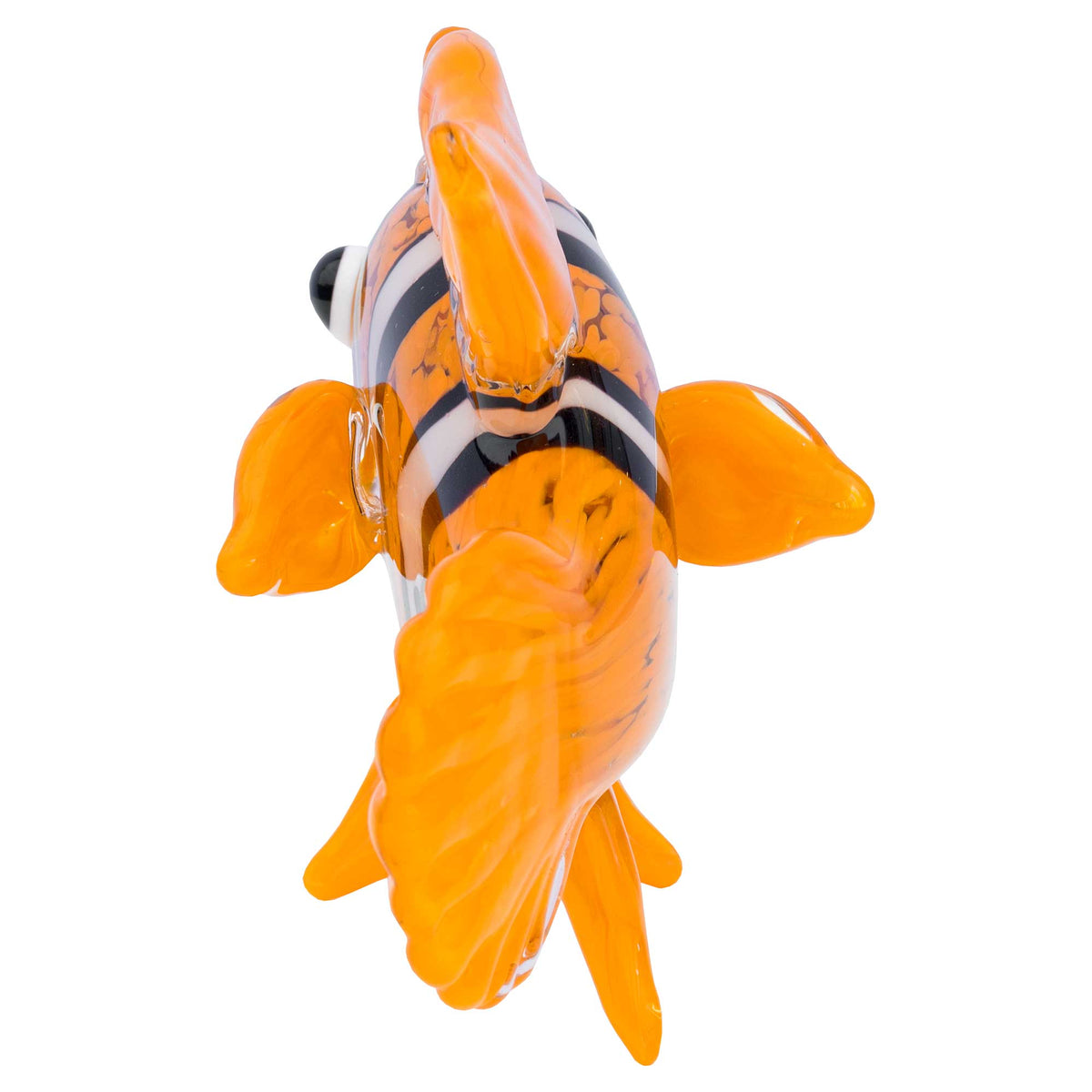 Handmade Glass Clown Fish Ornament – Orange & White Decorative Figurine