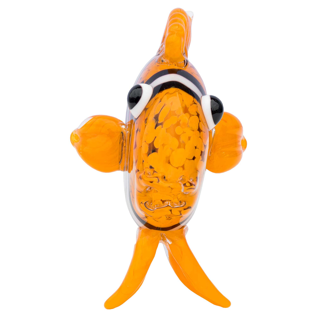 Handmade Glass Clown Fish Ornament – Orange & White Decorative Figurine