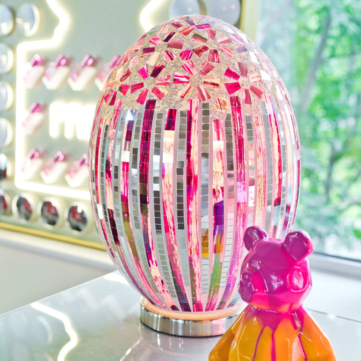 Large Giant Mosaic Egg Lamp - Various Colours