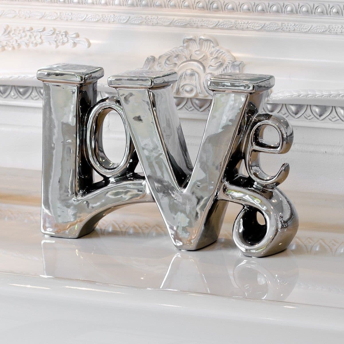 Love Sculpture Ceramic Silver