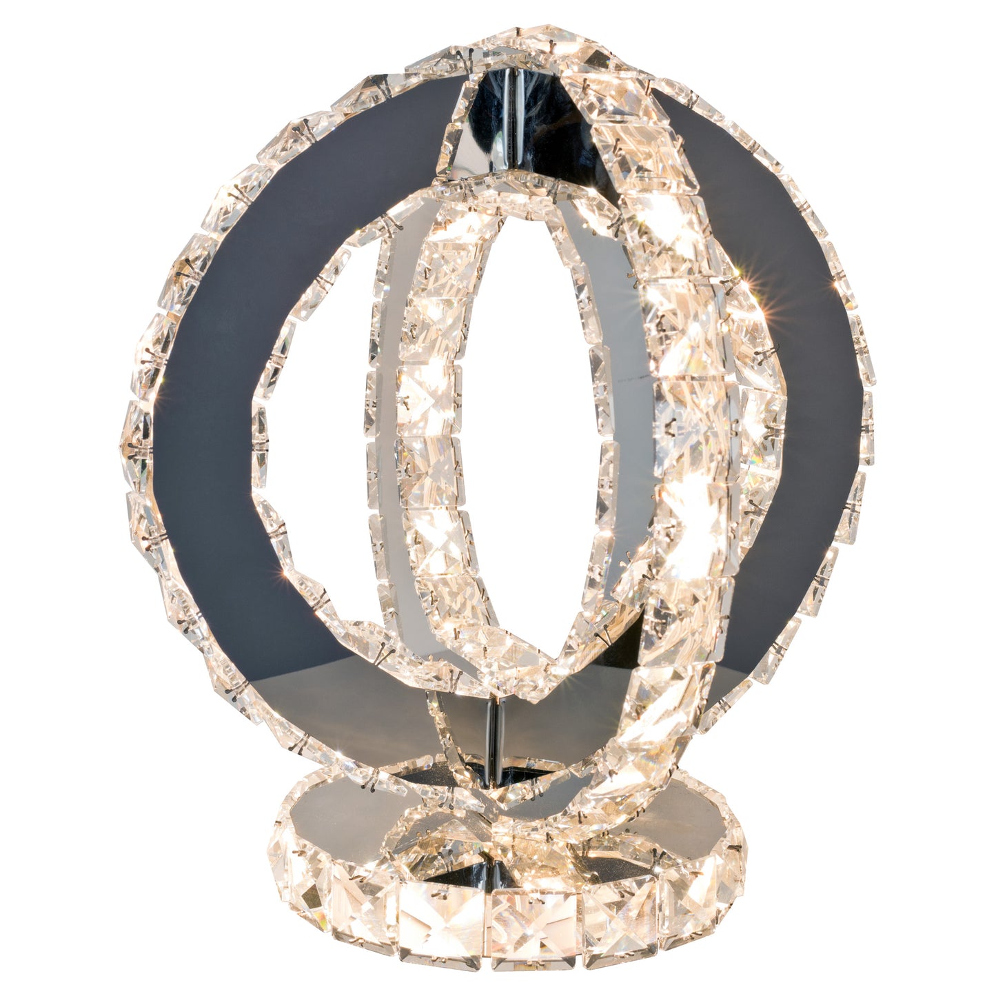 Mirrored Glass Crystal Double Ring Table lamp