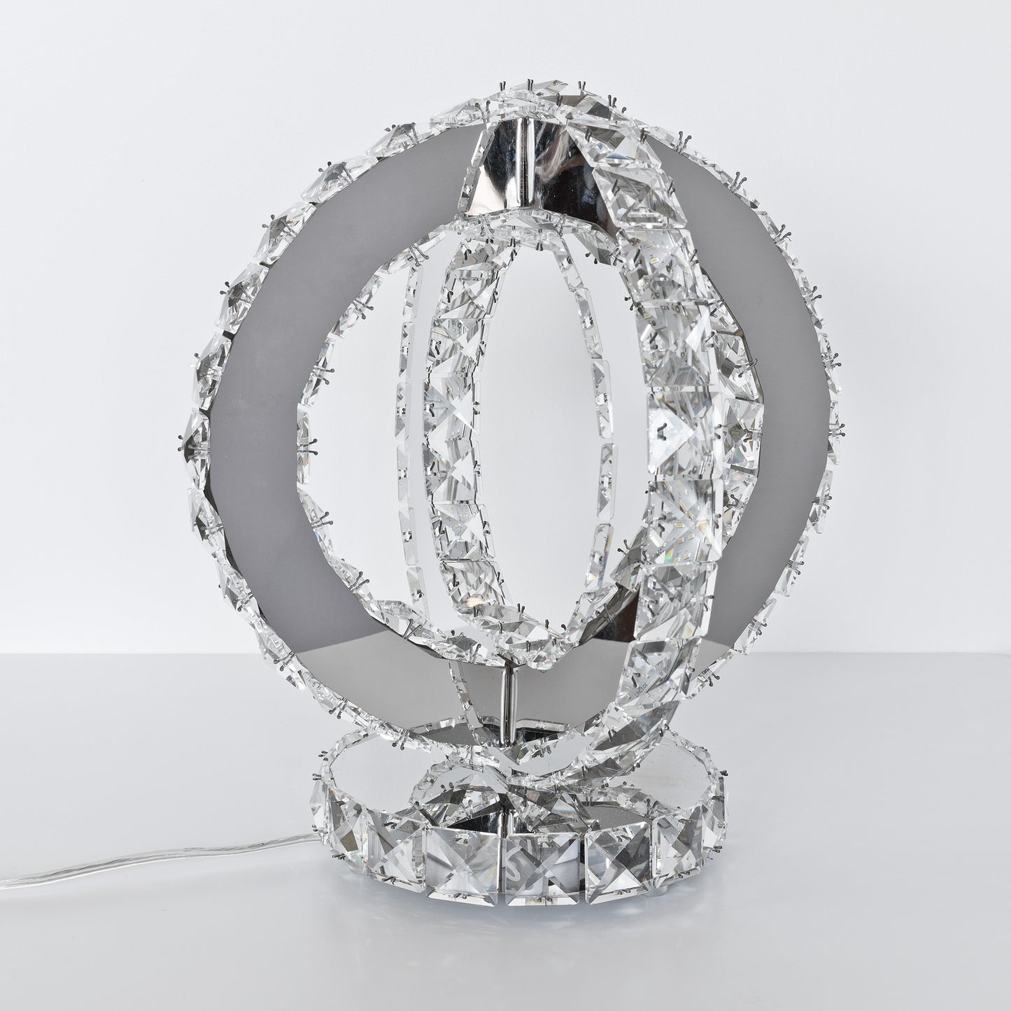 Mirrored Glass Crystal Double Ring Table lamp