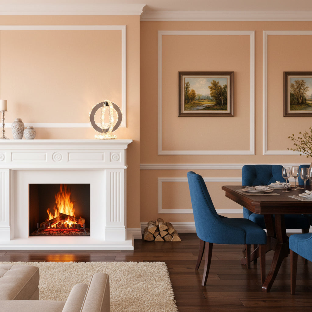 Mirrored Glass Crystal Double Ring Table lamp