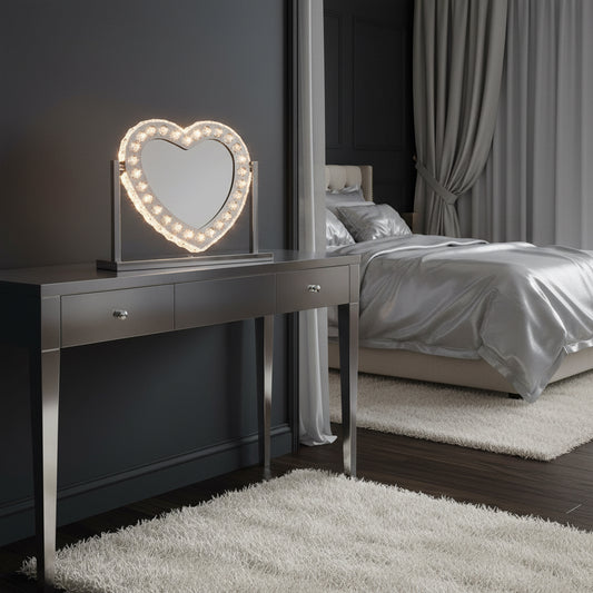 Mirrored Glass Crystal Heart Table lamp