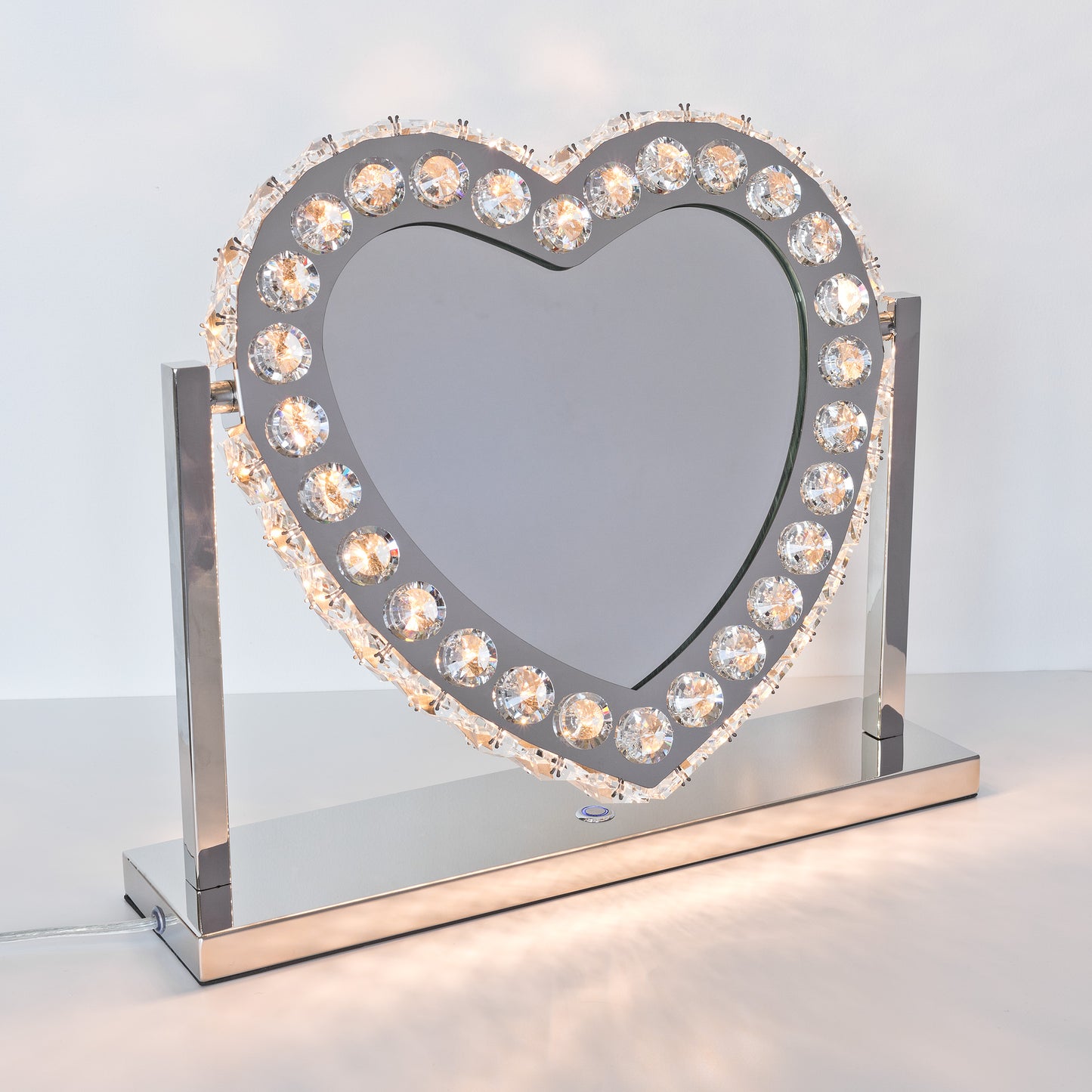 Mirrored Glass Crystal Heart Table lamp