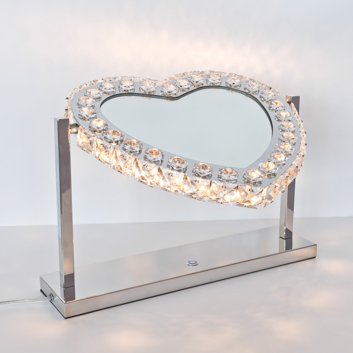 Mirrored Glass Crystal Heart Table lamp