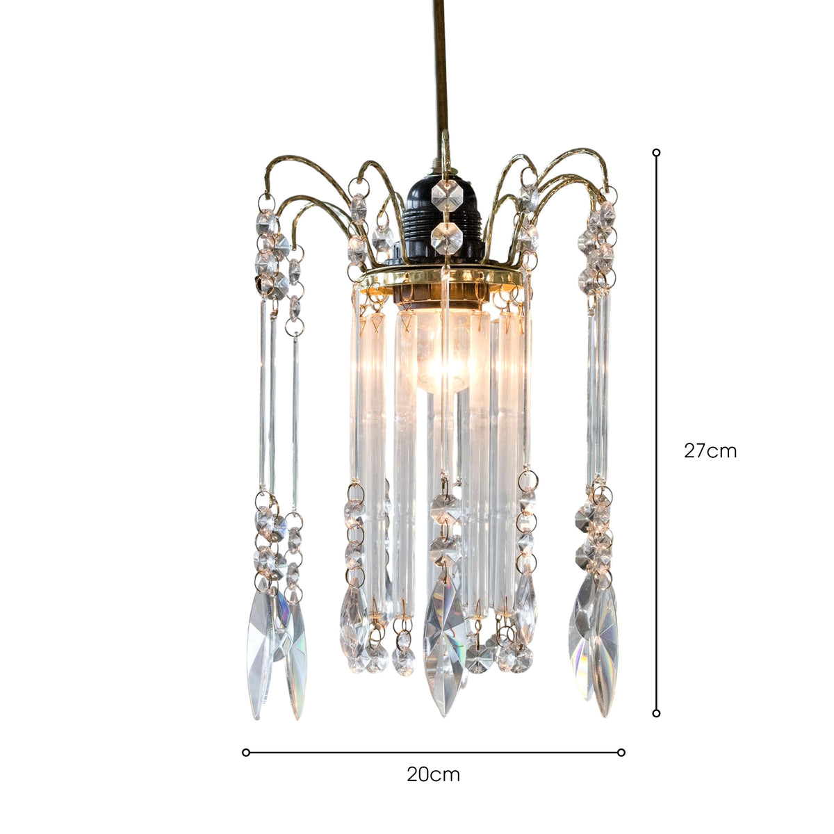 Clear Glass & Gold Acrylic Pendant Light Shade – 25cm