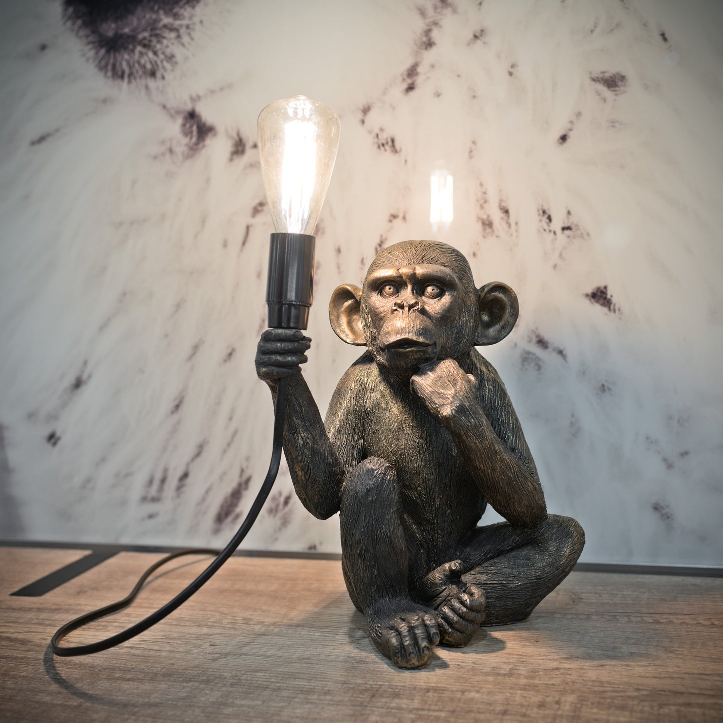 Monkey Holding Bulb Table Lamp