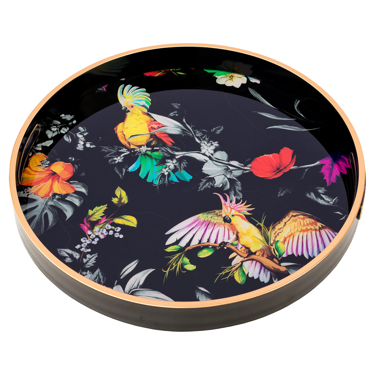 Circular Tray With Parrot Design-Serving Trays