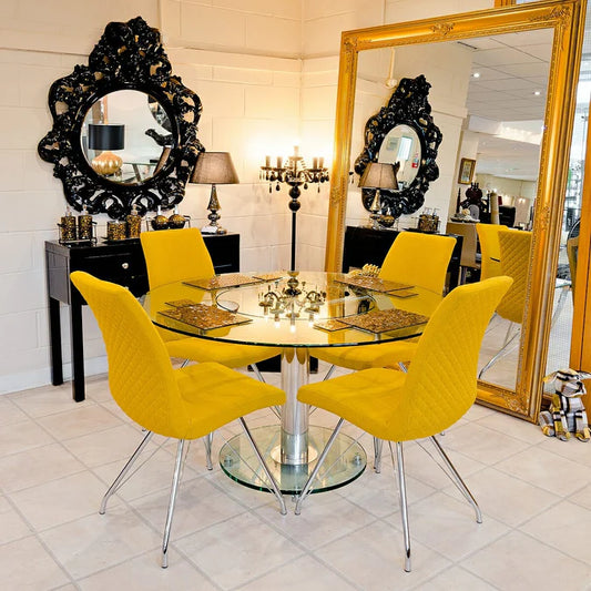 Madelina Fabric Dining Chair - Mustard Yellow