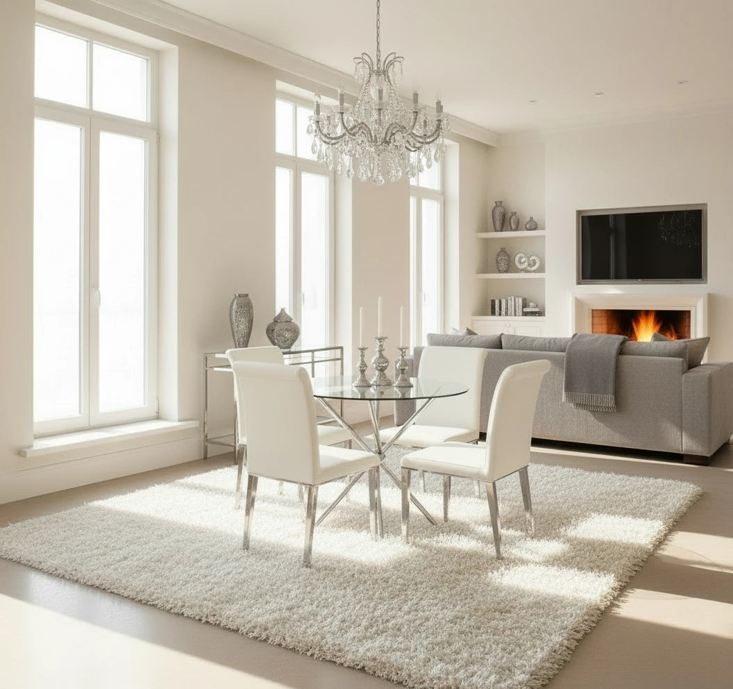 Criss-Cross Glass Dining Table 90cm - Seats upto 4