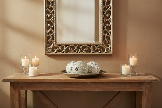 Mirrored Art Deco Tile Balls 10.5cm - Set of 3
