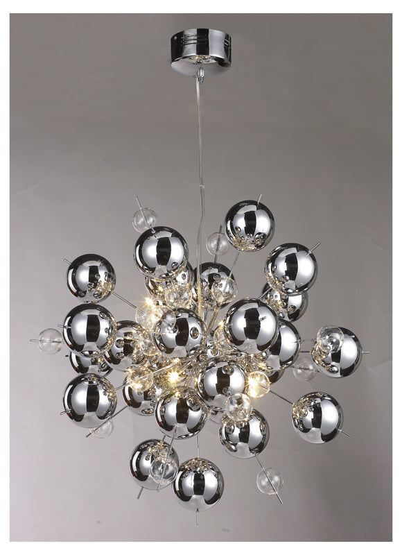 Chrome Bauble 10 Light Chandelier – Modern Sputnik Ceiling Light 60cm