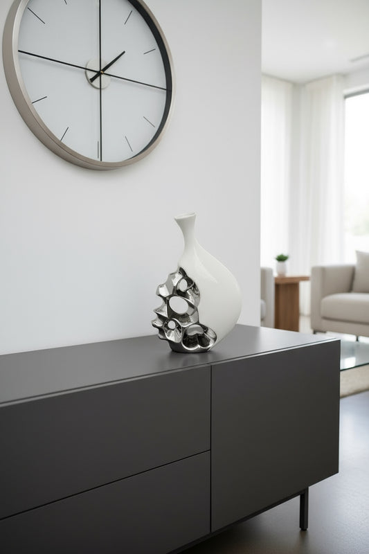 Small Emmentaler Vase - White & Silver