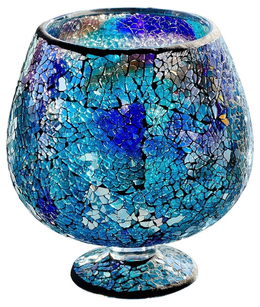 Small Mosaic Glass Hurricane Vase