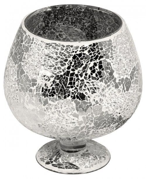 Small Mirrored Mosaic Glass Hurricane Vase