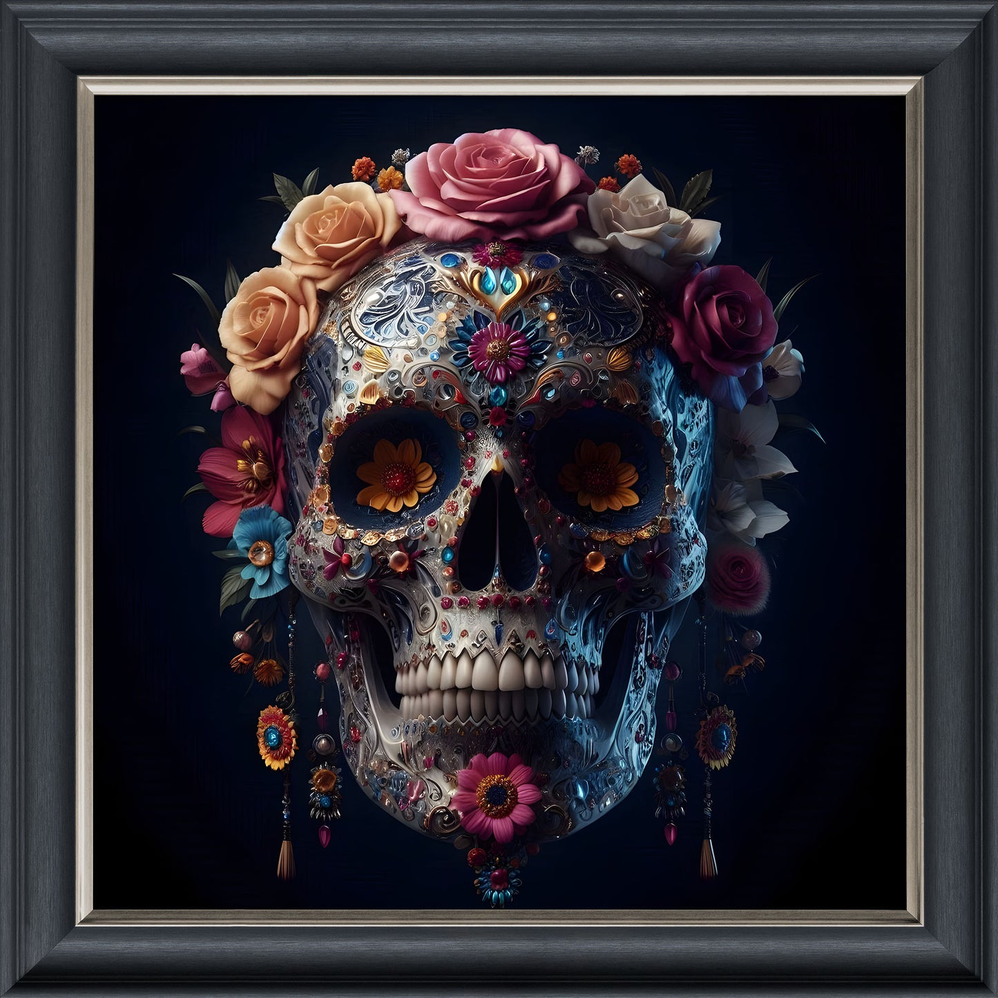 Decorative Skull Velvet Print Illusion Wall Art